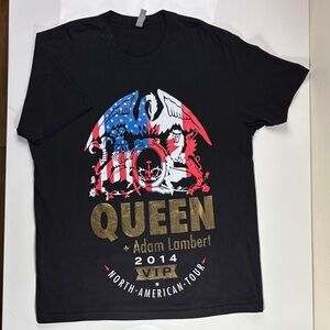 Queen + Adam Lambert 2014 VIP N. America Tour concert Black Graphic T-Shirt